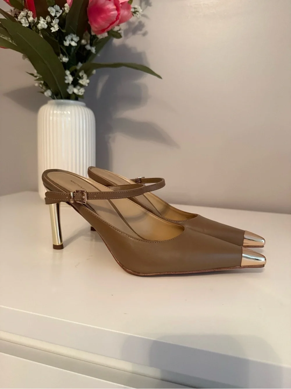 Michael Kors Brown Pointed Toe Slingback Heels